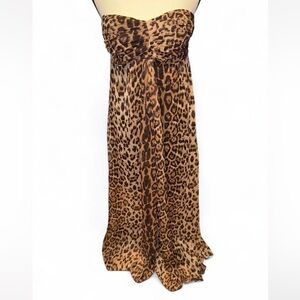 sans souci Leopard Print Strapless Maxi Dress • size medium